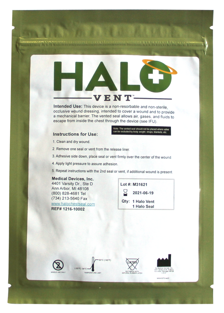 HALO VENT Combo Pack, Flat Pack (1 Halo Seal, 1 Halo Vent) 10.75" x 7.5" Ea