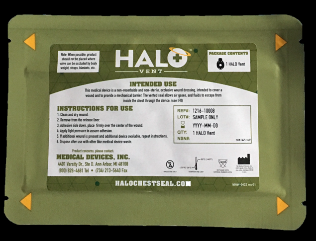 Halo Vent IFAK Single Pack (1 Halo Vent) 7" x  5"-EACH