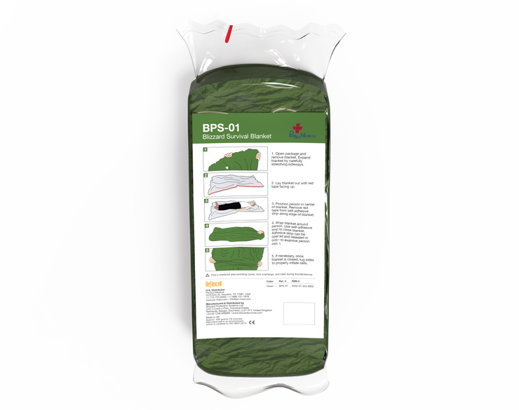 BLIZZARD SURVIVAL BLANKET- GREEN - Case of 20 Units