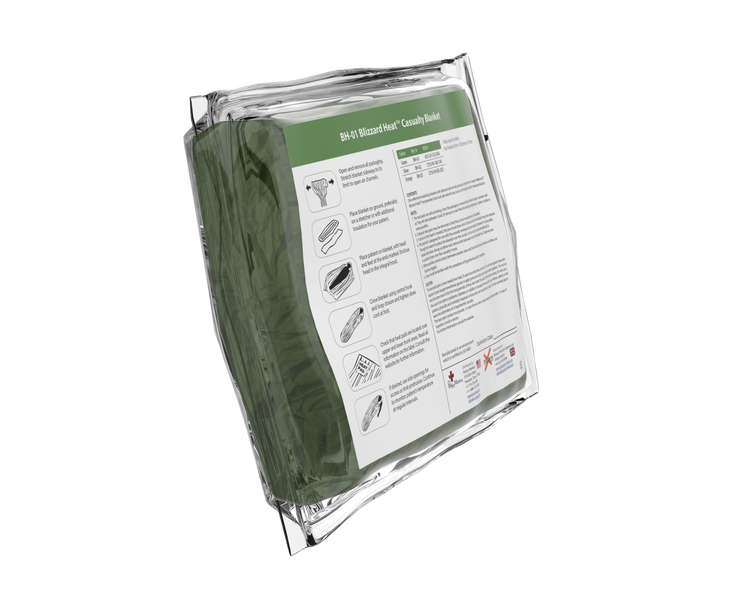 BLIZZARD HEAT CASUALTY BLANKET- GREEN - Case of 5 Units