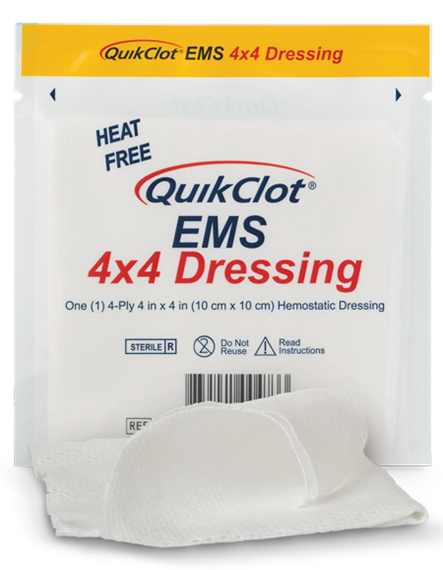 thumbnail image 2 of QuikClot EMS Sterile 4x4 Disposable Dressing - Wound Care - Made In USA 2 of 6