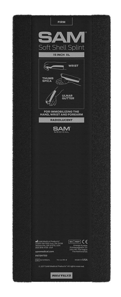 Soft Shell Splint 15" X 4.25" XL Black (Firm)